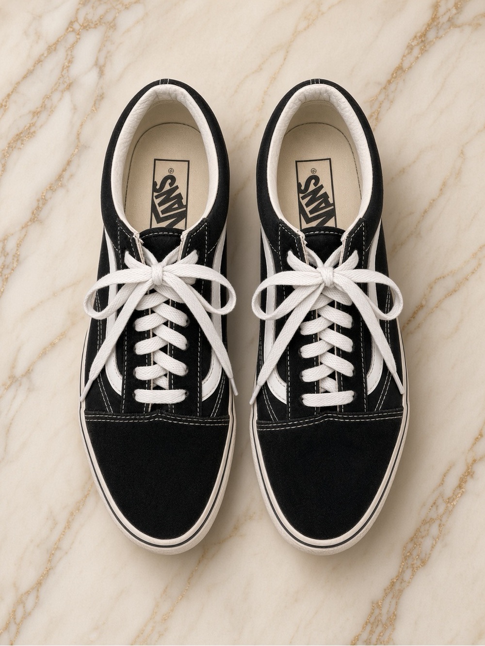 Vans Black and White Old Skool Low-Top Sneakers